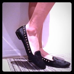 Zara Pony Hair Studded Flats
